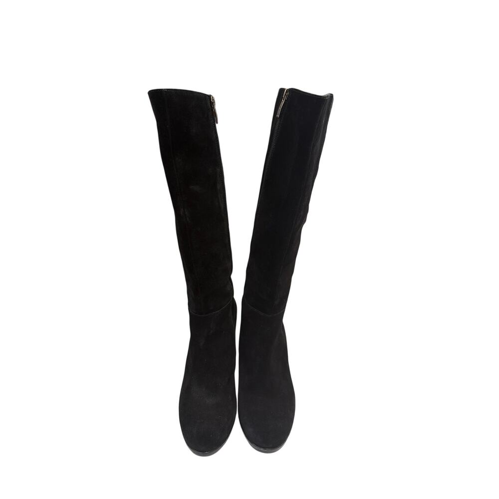 Paul Green Riding Boots Women's Sz 6.5 Black Suede Knee High Side Zip Heels